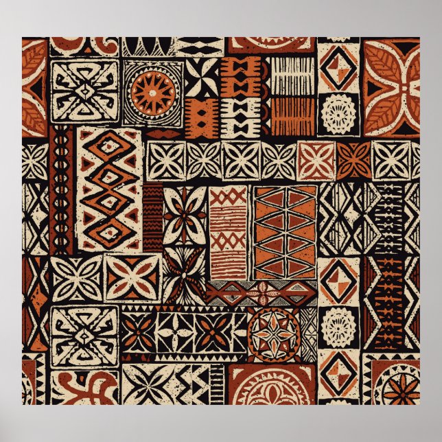 Hawaiian Tapa: Tribal Patchwork Poster (Front)