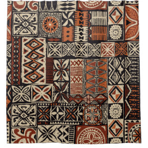 Hawaiian Tapa: Tribal Patchwork Shower Curtain