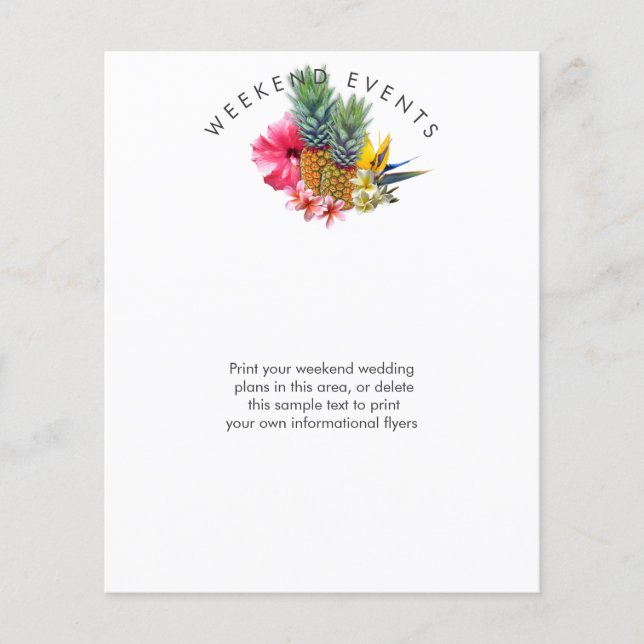 Hawaiian Themed Weekend Wedding Events Flyer (Front)