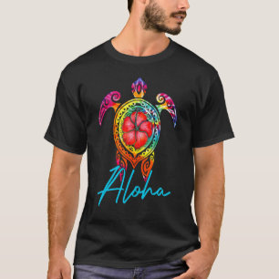 Hawaiian Tie Dye Sea Turtle Aloha  For Family Vaca T-Shirt