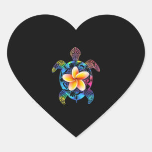 Hawaiian Tie Dye Sea, Turtle Hawaii for men women Heart Sticker