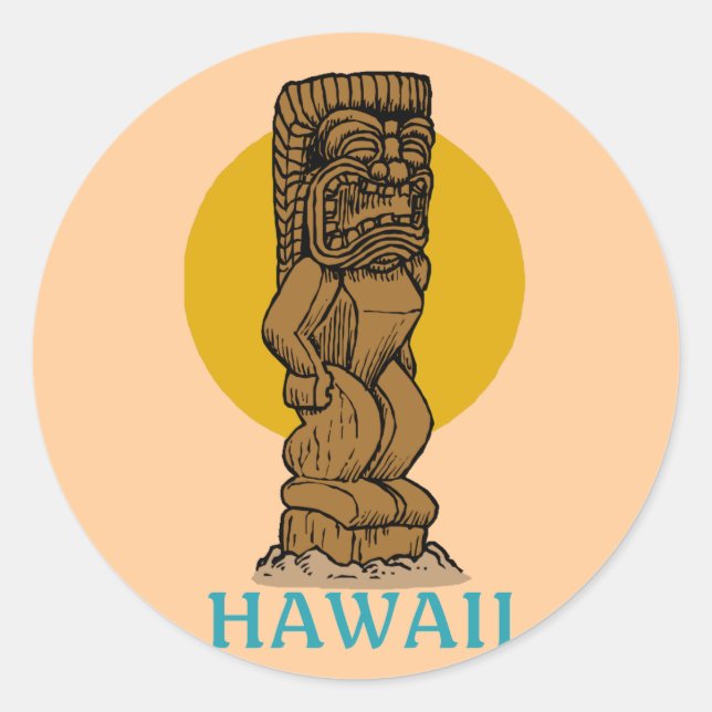 Hawaiian Tiki Classic Round Sticker (Front)