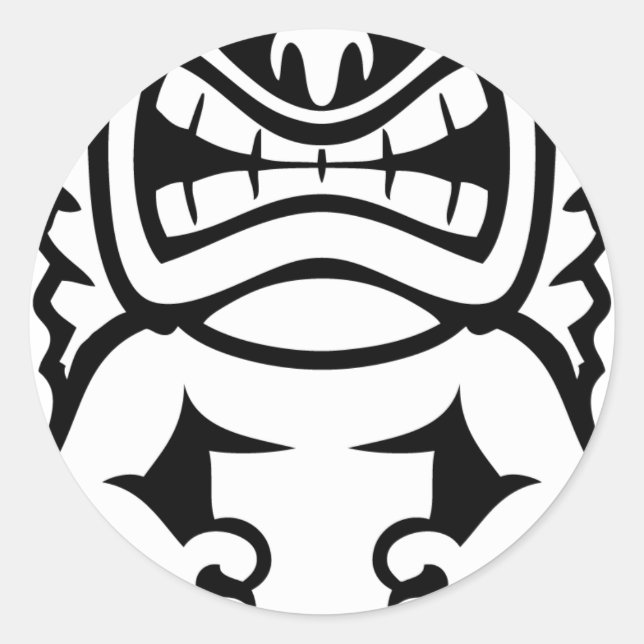 Hawaiian Tiki Mask God Classic Round Sticker (Front)