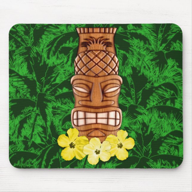 Hawaiian Tiki Mask Mouse Pad (Front)