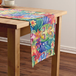 Hawaiian Tiki Mask Short Table Runner