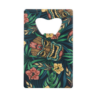 Hawaiian Tiki Mask Tropical Pattern
