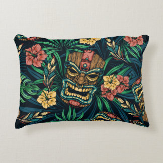 Hawaiian Tiki Mask Tropical Pattern Decorative Cushion