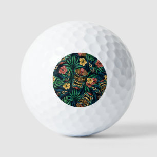 Hawaiian Tiki Mask Tropical Pattern Golf Balls