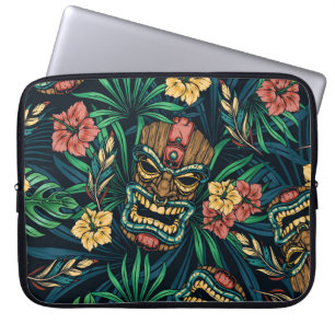 Hawaiian Tiki Mask Tropical Pattern Laptop Sleeve