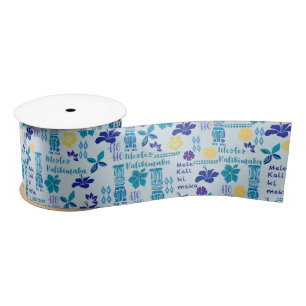 Hawaiian Tiki Mele Kalikimaka 2 Satin Ribbon