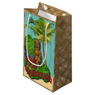 Hawaiian Tiki Mele Kalikimaka Christmas Day Small Gift Bag