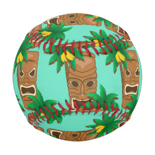 Hawaiian Tiki Repeat Pattern Baseball