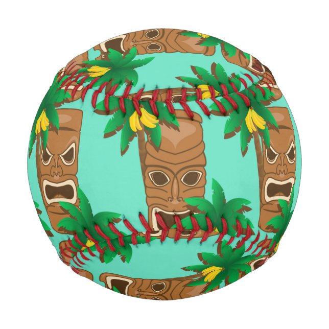 Hawaiian Tiki Repeat Pattern Baseball (Front)