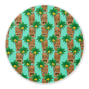 Hawaiian Tiki Repeat Pattern Ceramic Knob