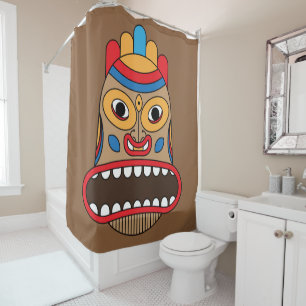 hawaiian tiki shower curtain