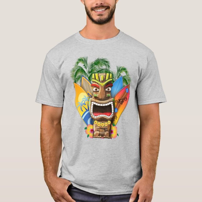 Hawaiian Tiki Surfing T-Shirt (Front)