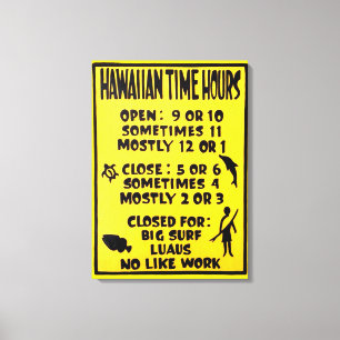 hawaiian time plaque canvas print