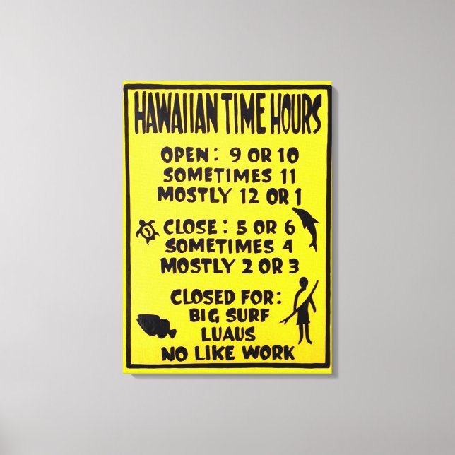 hawaiian time plaque canvas print (Front)