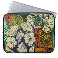 Hawaiian tribal elements and hibiscus fabric patch