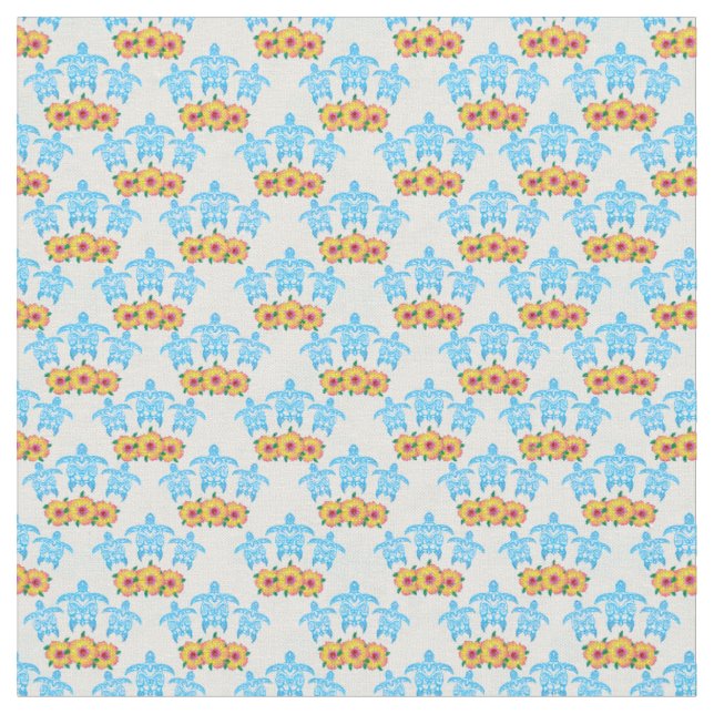 Hawaiian Tribal Sea Turtles Fabric (Close Up)
