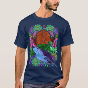 Hawaiian Tribal Turtles Mandala Polynesian Tattoo T-Shirt