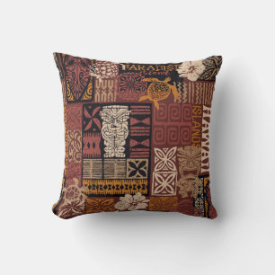 Hawaiian Tribal: Vintage Fabric Patchwork Cushion