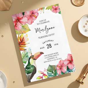 Hawaiian Tropical 50th Birthday Invitation
