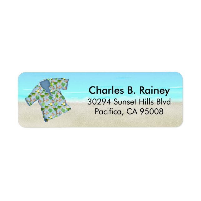 Hawaiian Tropical Beach Shirt Return Address (Front)