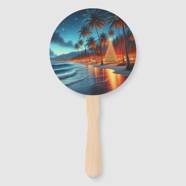 Hawaiian/Tropical Christmas  Hand Fan (Front)