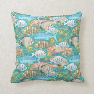 Hawaiian Tropical Fish Throw Pillow