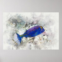 Hawaiian Tropical Fish Watercolor - Boxfish
