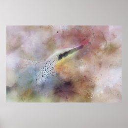 Hawaiian Tropical Fish Watercolor - Hawkfish Poster