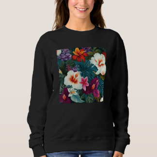Hawaiian Tropical Flower Leaf Pattern Beach Vacati Sweatshirt