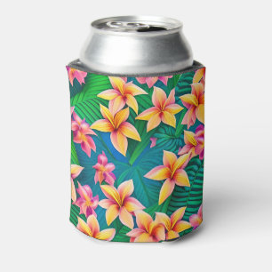 Hawaiian Tropical Flower Pattern Can Cooler