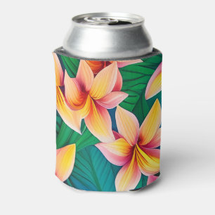 Hawaiian Tropical Flower Pattern Can Cooler