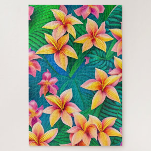 Hawaiian Tropical Flower Pattern  Jigsaw Puzzle