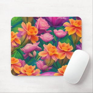 Hawaiian Tropical Flower Pattern  Mouse Pad