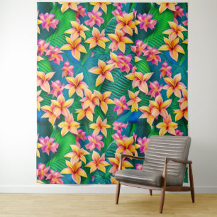 Hawaiian Tropical Flower Pattern  Tapestry