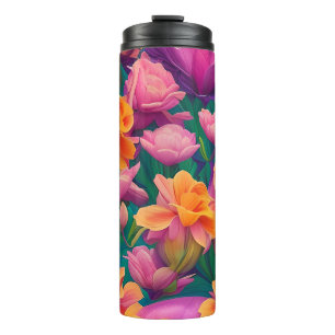Hawaiian Tropical Flower Pattern Thermal Tumbler