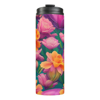 Hawaiian Tropical Flower Pattern Thermal Tumbler