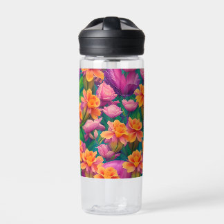 Hawaiian Tropical Flower Pattern Water Bottle