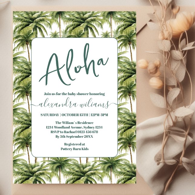 Hawaiian tropical greenery baby shower invitation (Creator Uploaded)