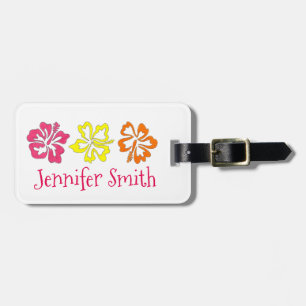 Hawaiian Tropical Hibiscus Flowers Floral Print Luggage Tag