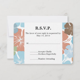Hawaiian Tropical Hibiscus Flowers Wedding RSVP Card