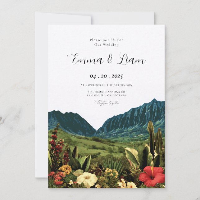 Hawaiian Tropical Island Beach Wedding Invitation (Front)