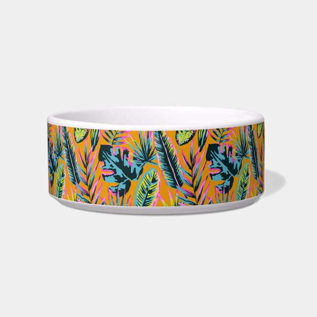 Hawaiian Tropical Leaves And Plants Print Pattern Bowl (Front)