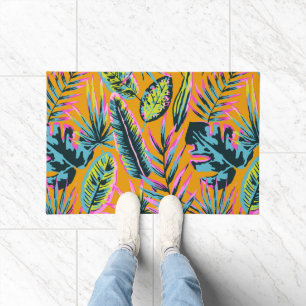 Hawaiian Tropical Leaves And Plants Print Pattern Doormat