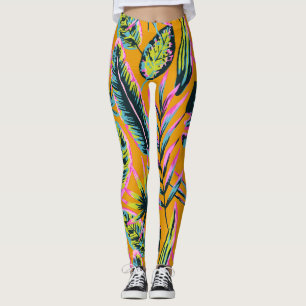 Hawaiian Tropical Leaves And Plants Print Pattern Leggings