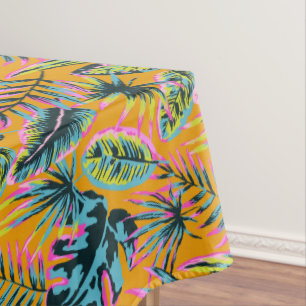Hawaiian Tropical Leaves And Plants Print Pattern Tablecloth