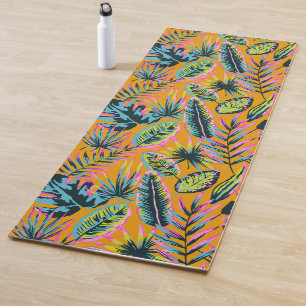 Hawaiian Tropical Leaves And Plants Print Pattern Yoga Mat